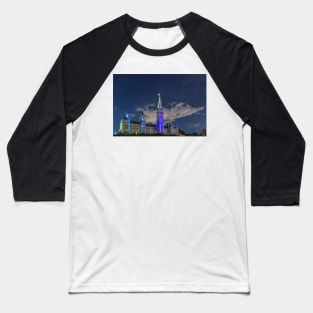 Canada's Parliament buildings at night - Ottawa, Canada Baseball T-Shirt